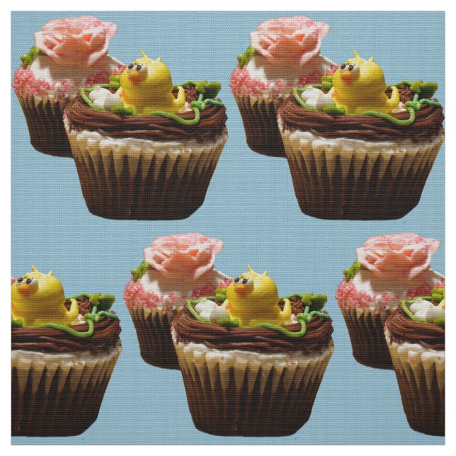 Cupcakes Bird & Rose Poly Weave Fabric Stoff (Muster)