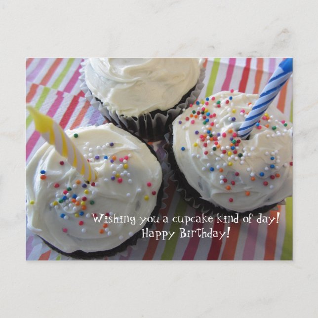Cupcakes Birthday Wises Postkarte (Vorderseite)
