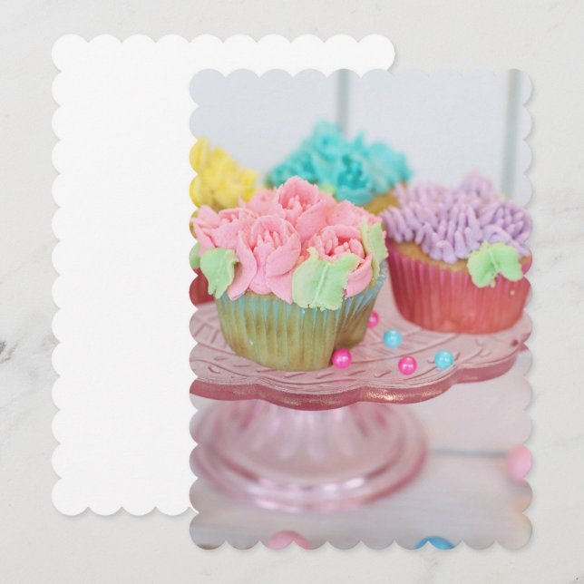 Cupcakes Cake Süßigkeiten Dessert Yum Destiny's De Einladung (Vorne/Hinten)