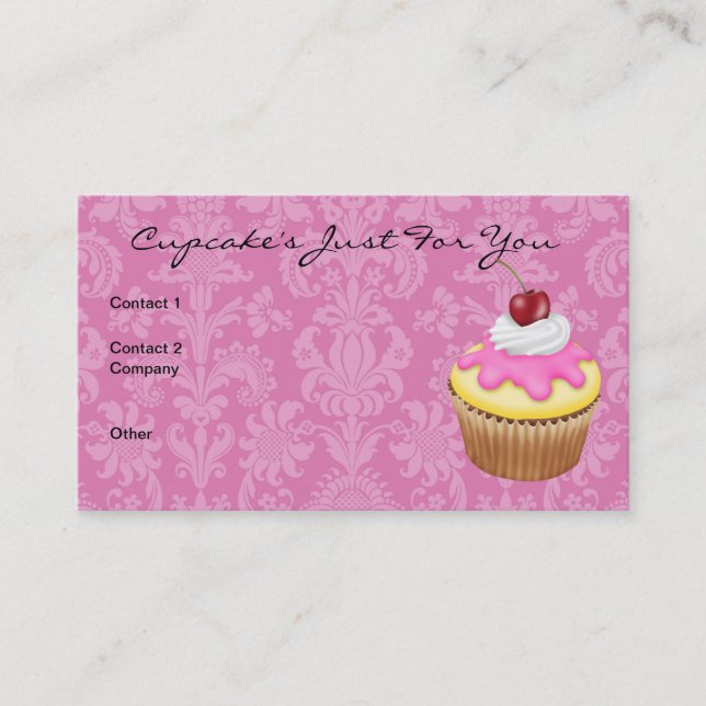 Cupcake's Chic Damask Design Business Card Visitenkarte (Vorderseite)