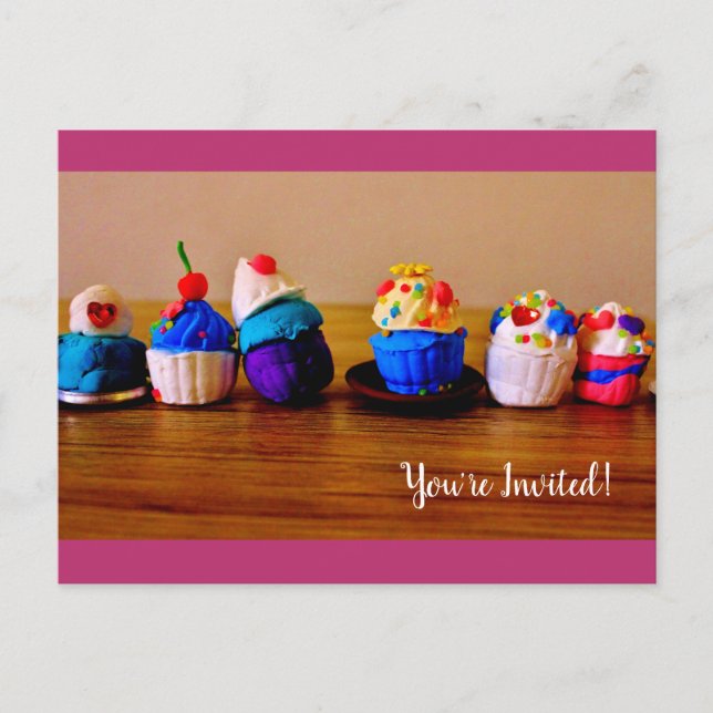 Cupcakes Einladungspostkarte (Vorderseite)