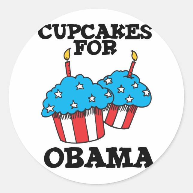 Cupcakes für Obama Runder Aufkleber (Vorderseite)