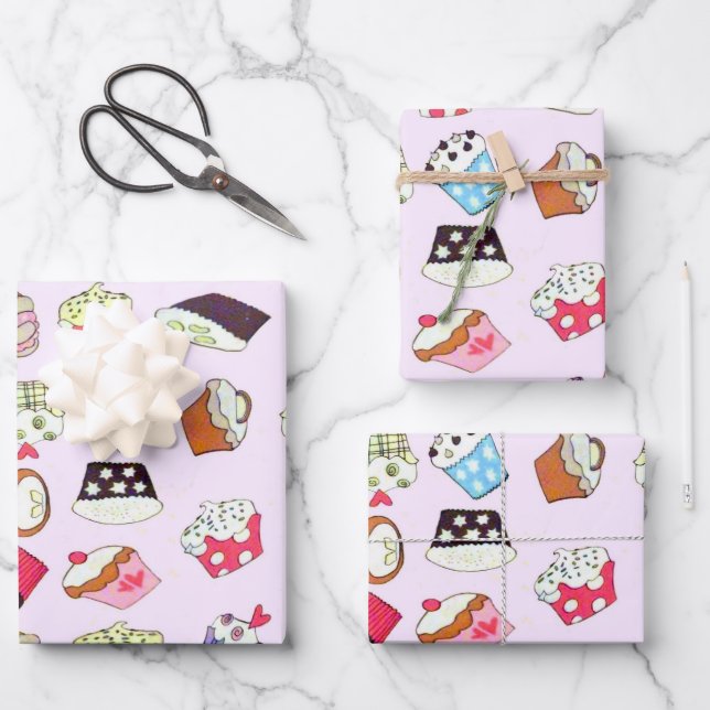 Cupcakes Geschenkpapier Set (Vorderseite)