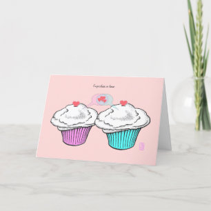 Cupcakes in Liebe VanillaVanillaPinkBlue Valentine Karte