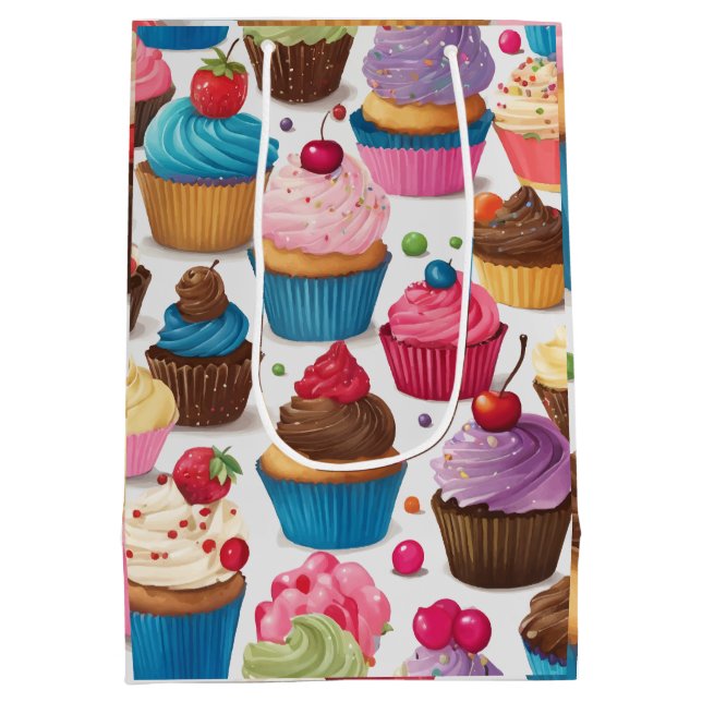 Cupcakes-Kunstwerk Mittlere Geschenktüte (Rückseite)