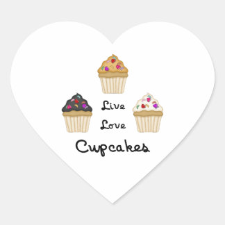 Cupcakes Live Liebe Herz-Aufkleber