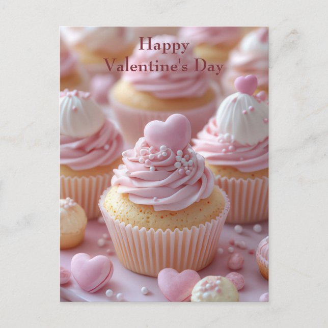 Cupcakes mit Herzen Valentinstag Postkarte (Vorderseite)