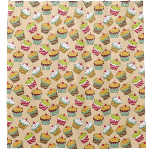Cupcakes-Muster Duschvorhang (Vorderseite)