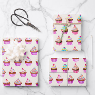 Cupcakes-Muster Geschenkpapier Set