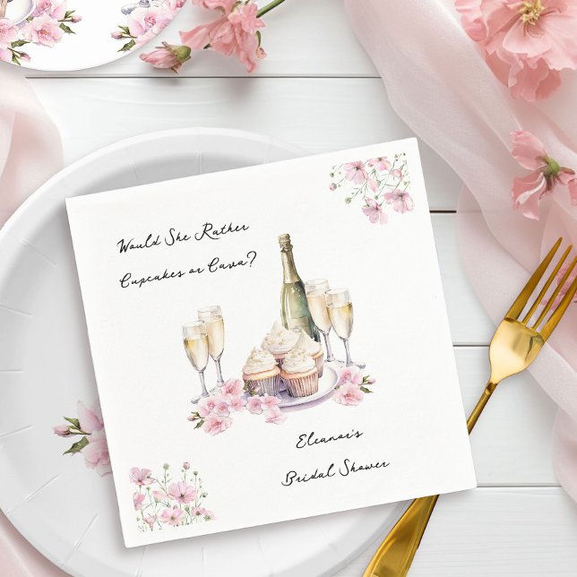 Cupcakes oder Cava Floral Champagner Brautparty Serviette (Napkins from Cupcakes and Cava Bridal Shower Collection by Darling & May)