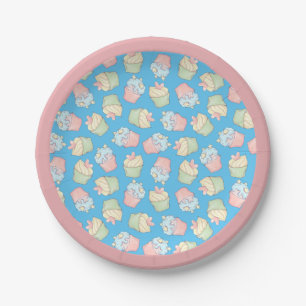 Cupcakes Pink Blue Dessert Kuchen Party Papier Tel Pappteller