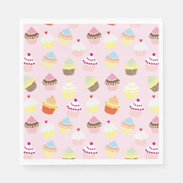 CUPCAKES PINK PATTERN NAPKIN SERVIETTE (Vorderseite)