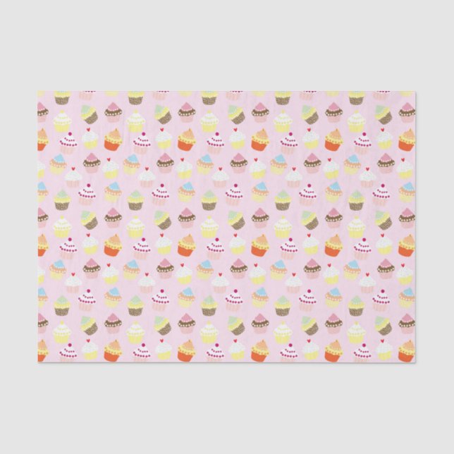 CUPCAKES ROSA MUSTER SEIDENPAPIER (Vorderseite)