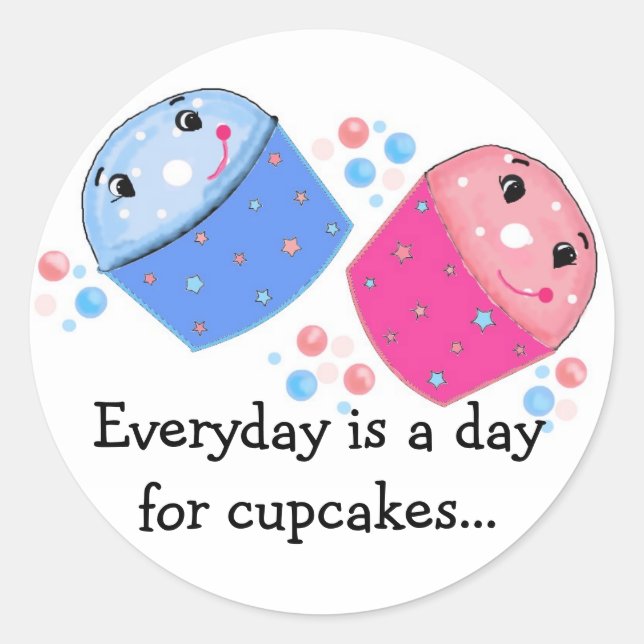 Cupcakes Runder Aufkleber (Vorderseite)