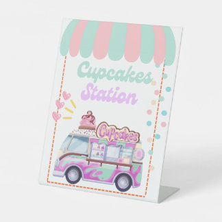 Cupcakes Station Food Sign Pedestzeichen Sockelschild