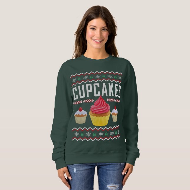 Cupcakes Ugly Christmas Sweater Sweatshirt (Vorne ganz)