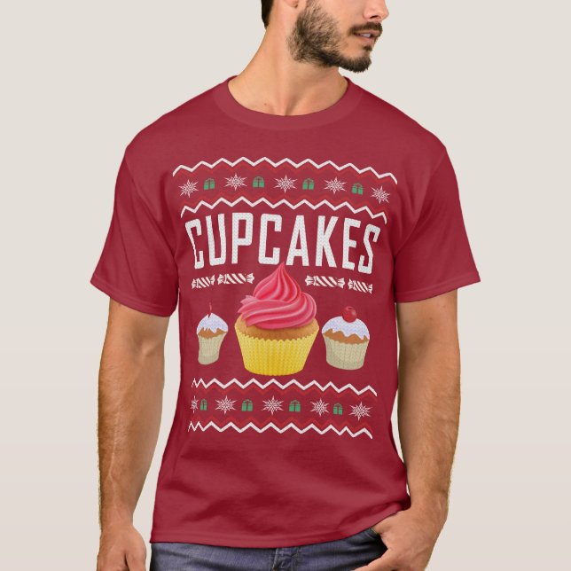 Cupcakes Ugly Christmas Sweater T-Shirt (Vorderseite)