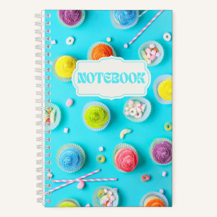Cupcakes und Candies farbenfrohe Helle Notizbuch