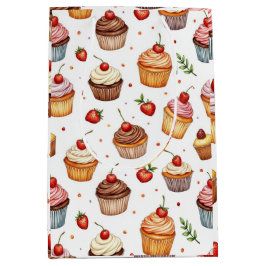 Cupcakes und Erdbeeren Mittlere Geschenktüte