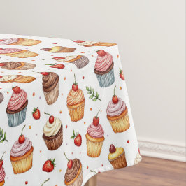 Cupcakes und Erdbeeren Tischdecke