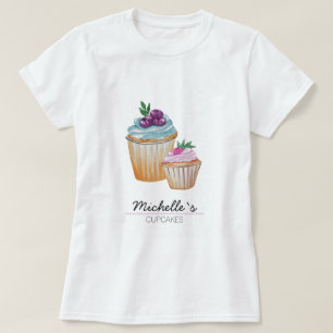 CupCakes und Frucht Wasserfarbenmonogramm T-Shirt