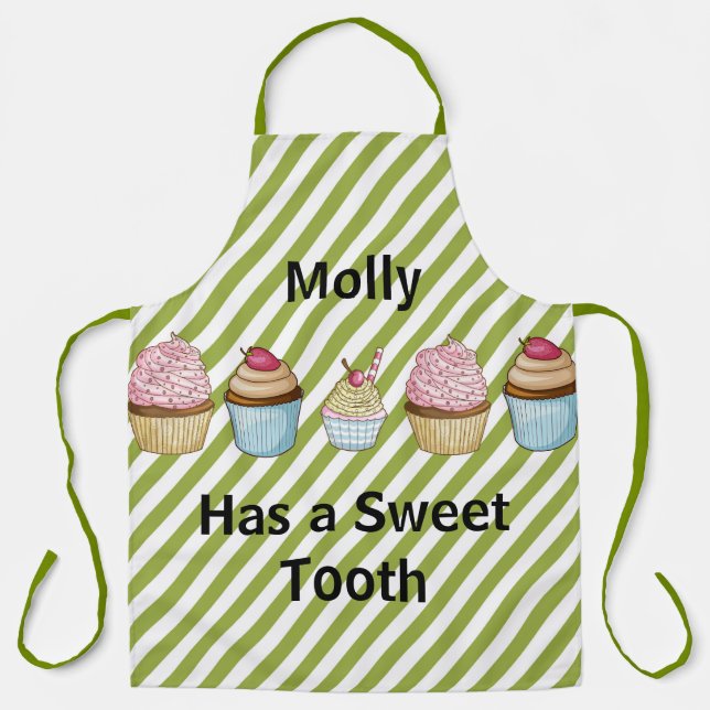 Cupcakes und grüne Streifen Schürze (Vorderseite)