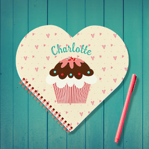 Cupcakes und Hearts Personalisiertes Notebook Notizbuch