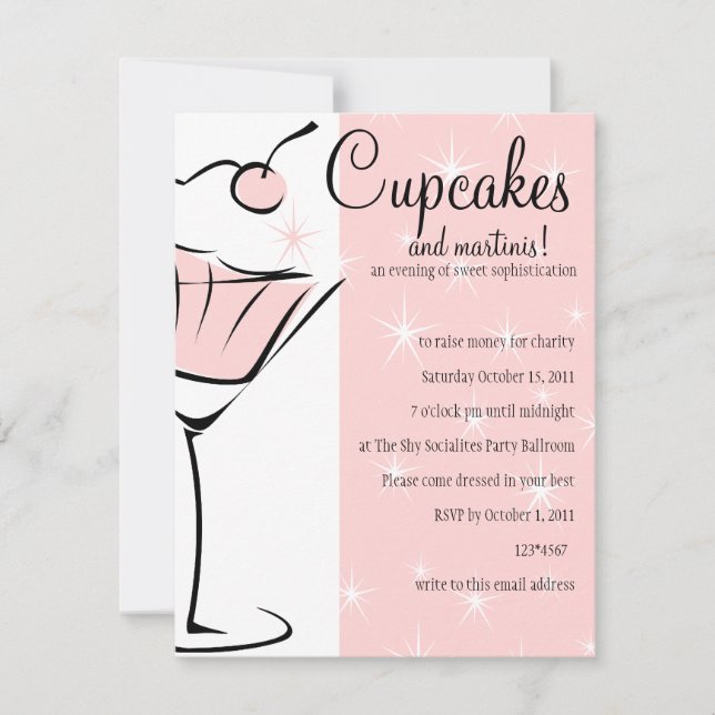 Cupcakes und Martinis Einladung (Vorderseite)