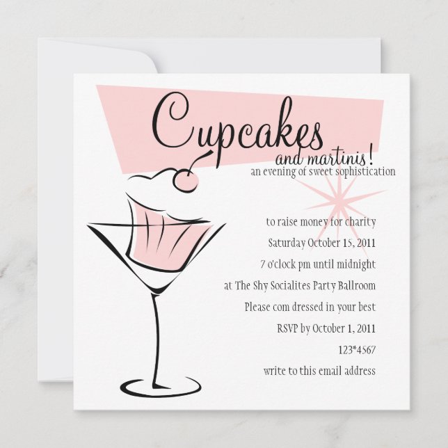 Cupcakes und Martinis! Einladung (Vorderseite)