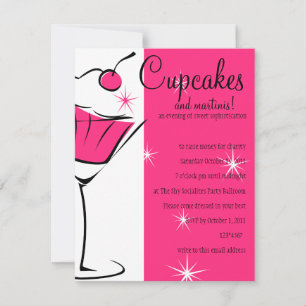 Cupcakes und Martinis in heiß rosa Einladung