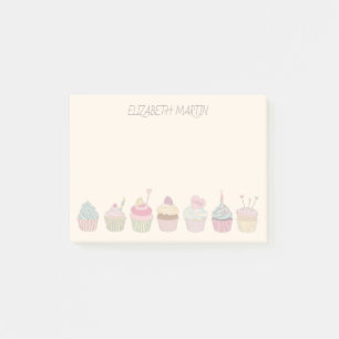 Cupcakes und Name Post-it Klebezettel