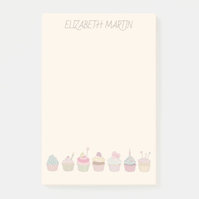 Cupcakes und Name Post-it Klebezettel (Vorderseite)