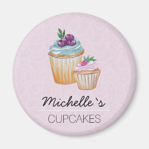 CupCakes und Obst Wasserfarbe Magnet