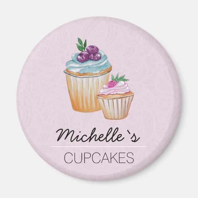 CupCakes und Obst Wasserfarbe Magnet (Vorne)