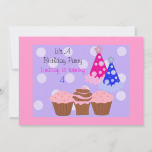 Cupcakes und Partyhüte Geburtstagseinladung Einladung