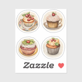 Cupcakes und Tassen 8 Aufkleber
