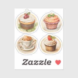 Cupcakes und Tassen Aufkleber