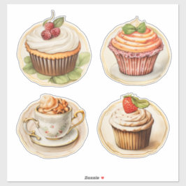 Cupcakes und Tassen Aufkleber