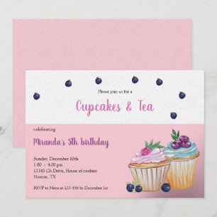 Cupcakes und Tee Geburtstagsfeier Einladung