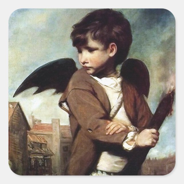 Cupid als Link Boy Quadratischer Aufkleber (Vorderseite)