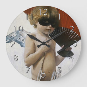 Cupid am Maskenball Große Wanduhr