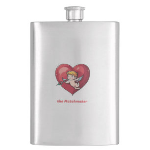 Cupid am roten Herz Flachmann