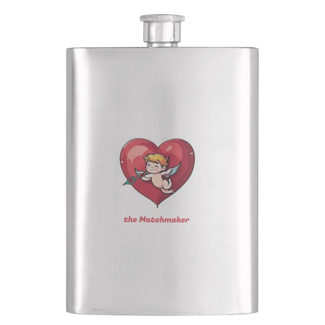Cupid am roten Herz Flachmann (Vorderseite)