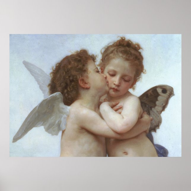 Cupid and Psyche as children - William Bouguereau Poster (Vorne)