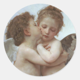Cupid and Psyche as children - William Bouguereau Runder Aufkleber