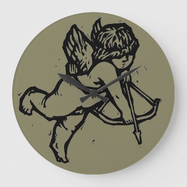 Cupid Angel Valentine Clock Clay Creek Große Wanduhr (Vorderseite)