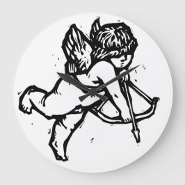 Cupid Angel Valentine Clock Schwarz-weiß Große Wanduhr