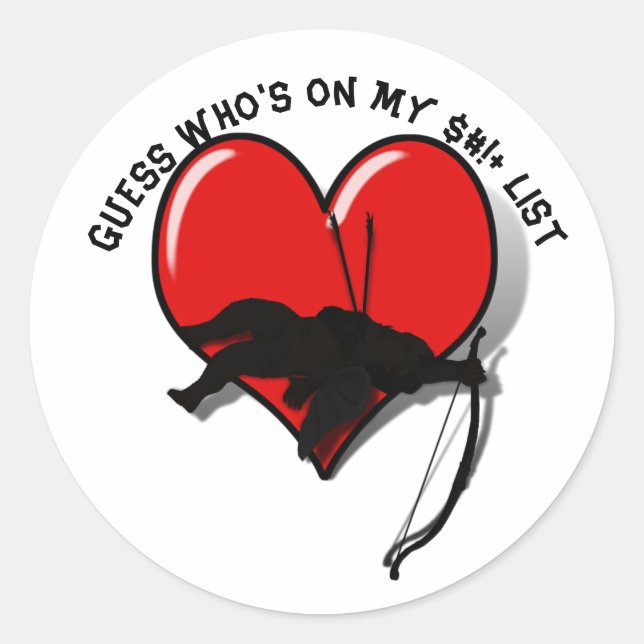 Cupid Anti Valentinstag  Runder Aufkleber (Vorderseite)