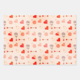 Cupid arrow with hearts valentine geschenkpapier set