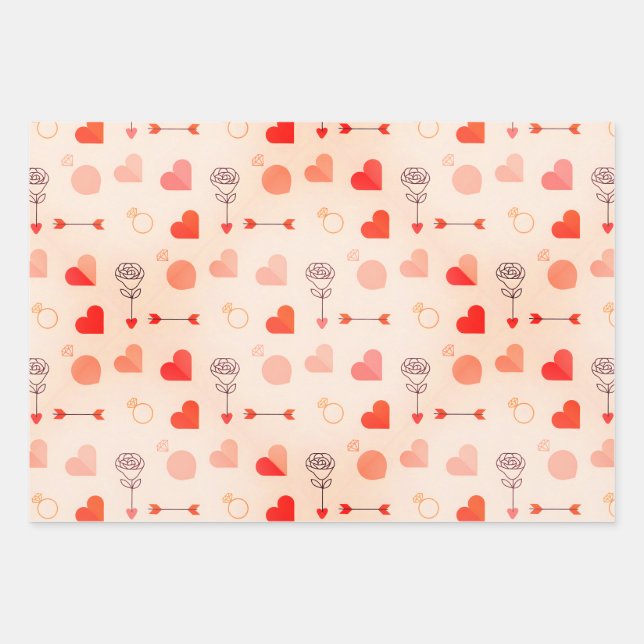 Cupid arrow with hearts valentine geschenkpapier set (Vorderseite)